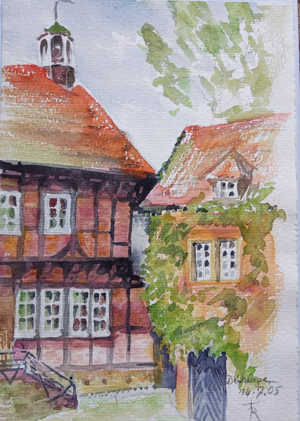 Aquarell "Innenhof Burg Dinklage"