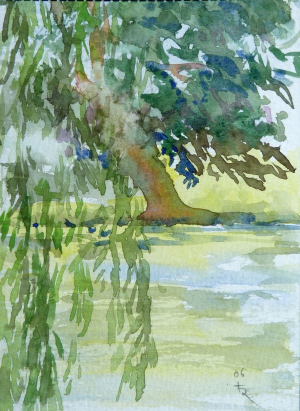 Aquarell "Trauerweide Klostergarten"