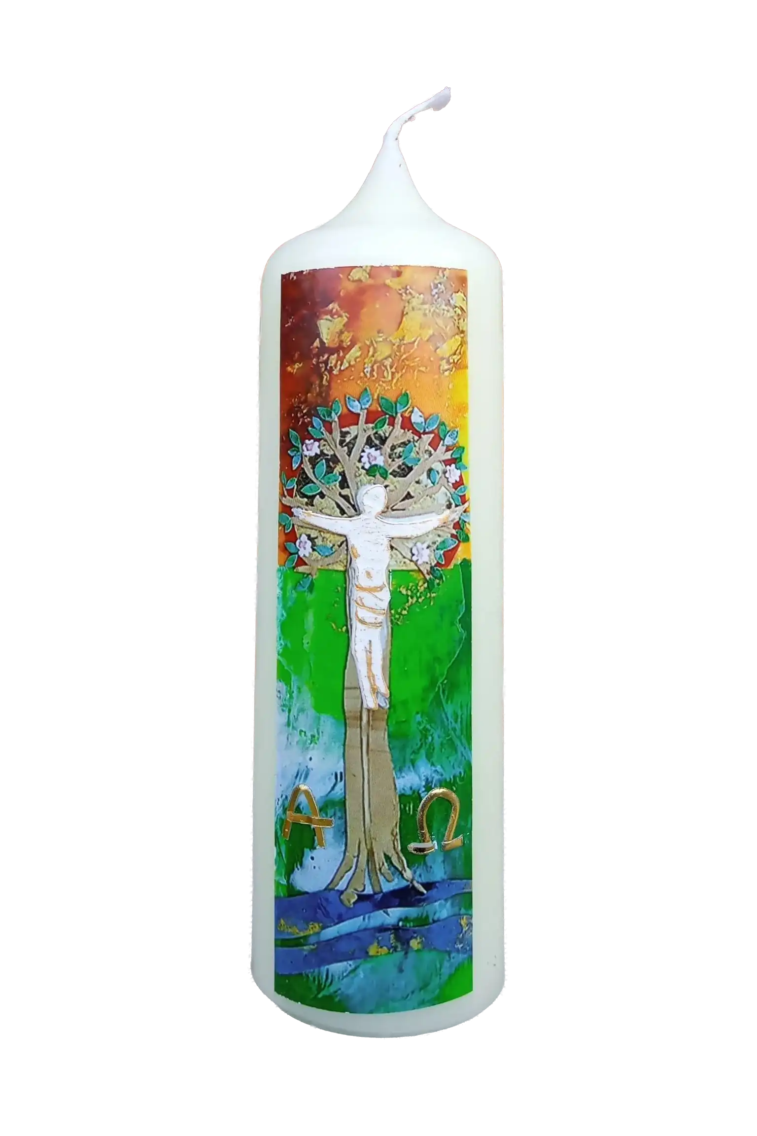 Folien-Osterkerze „Lebensbaum“ (6×20 cm)