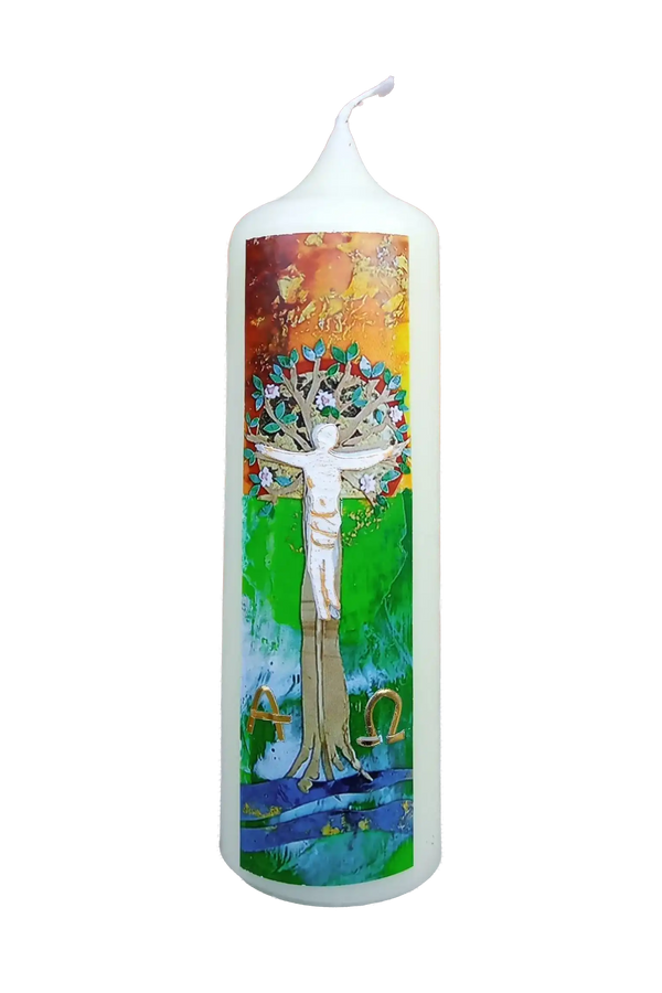 Folien-Osterkerze „Lebensbaum“ (6×20 cm)