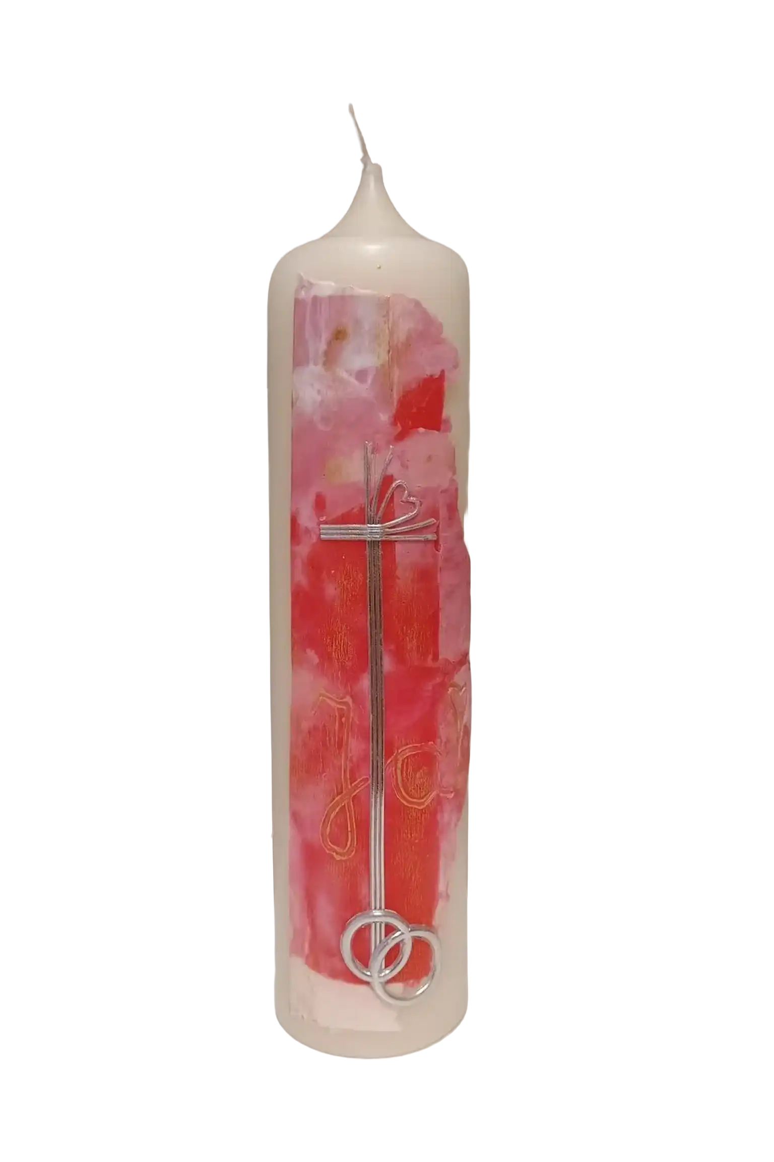 Hochzeiteskerze "Rosa-JA" (6×25 cm)