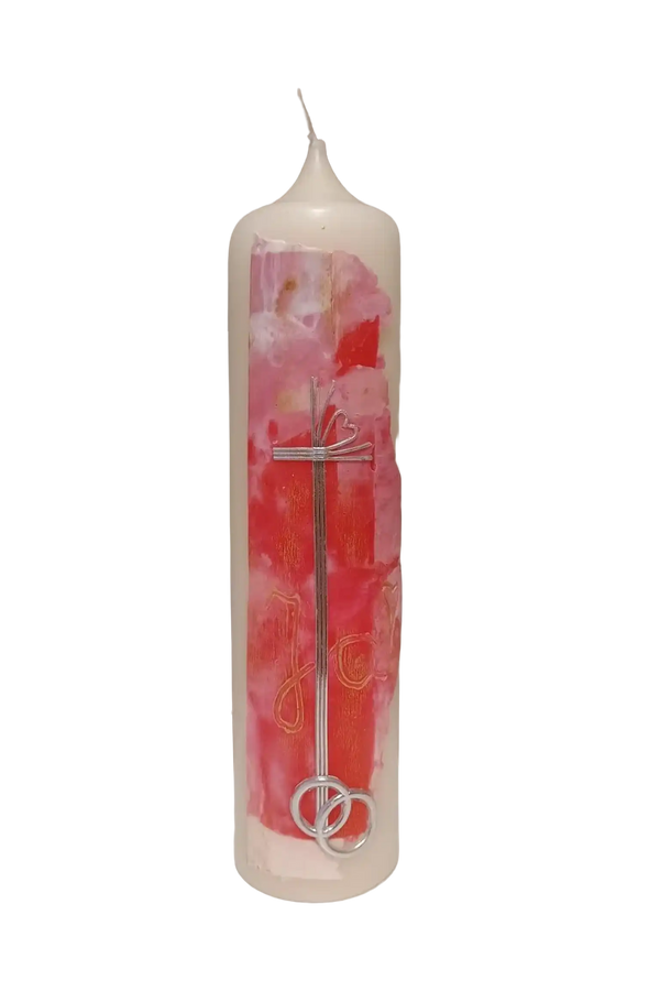 Hochzeiteskerze "Rosa-JA" (6×25 cm)
