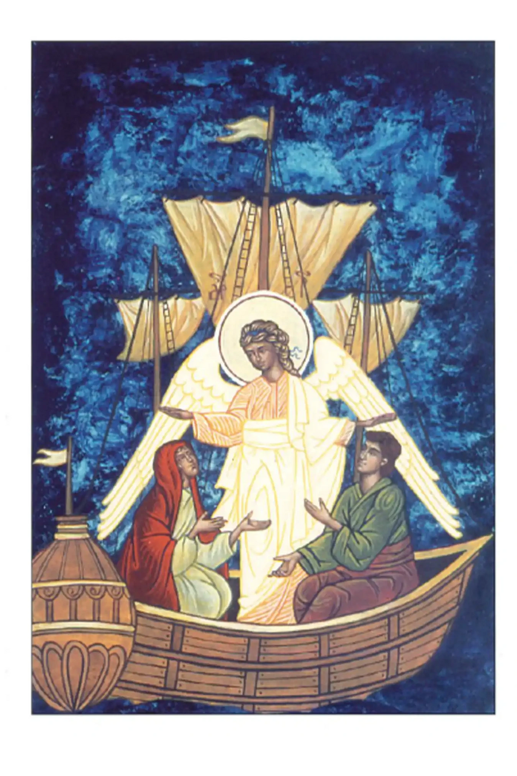 Ikonenkarte „Erzengel Raffael mit Tobias und Sara“