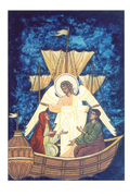 Ikonenkarte „Erzengel Raffael mit Tobias und Sara“