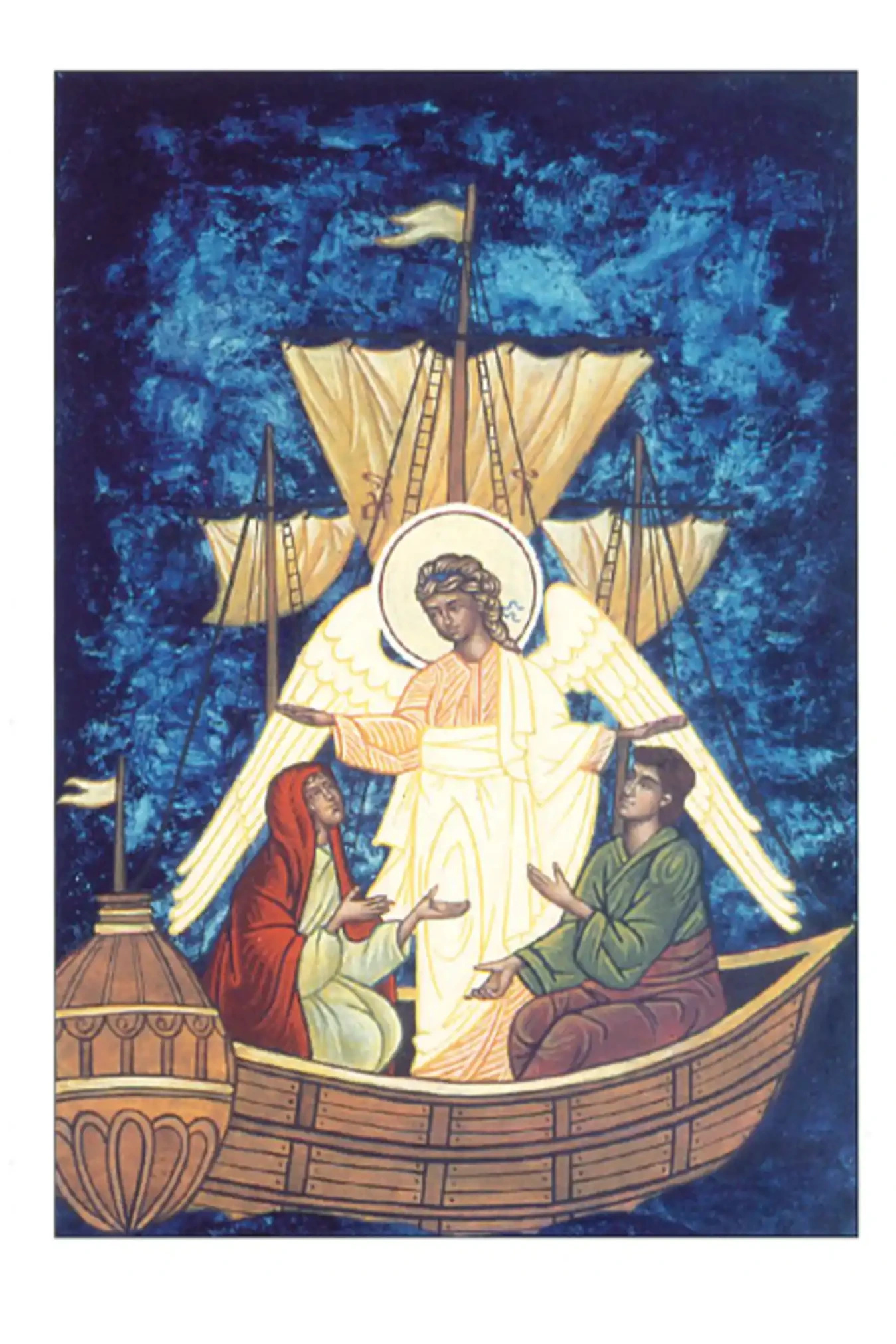 Ikonenkarte „Erzengel Raffael mit Tobias und Sara“