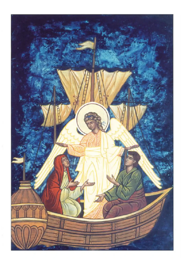 Ikonenkarte „Erzengel Raffael mit Tobias und Sara“