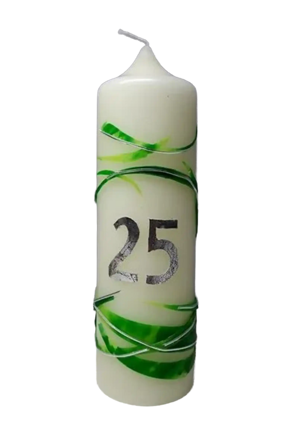 Hochzeitskerze „25 Jahre“ (6×20 cm)