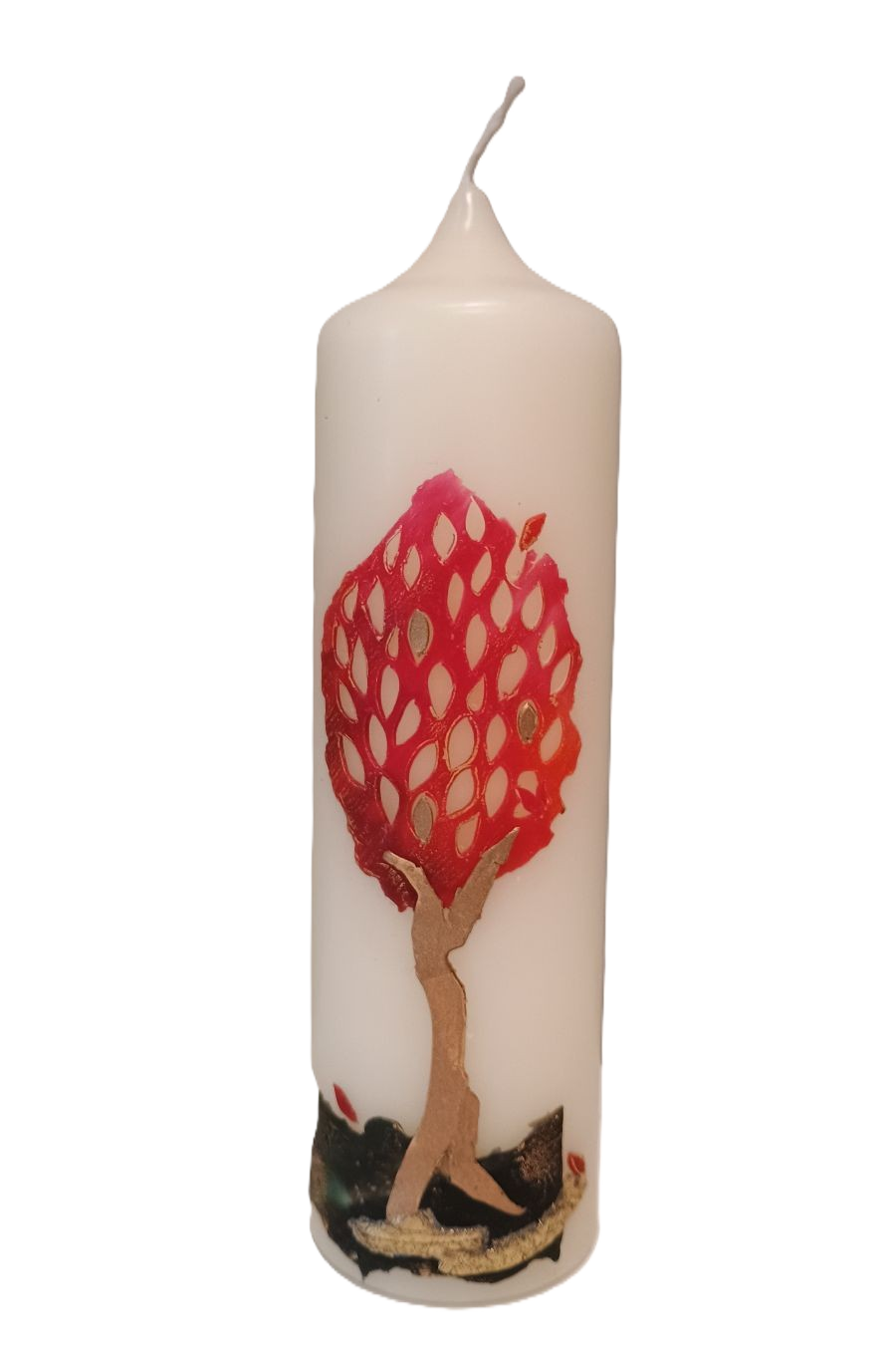 Kerze "Baum rotbronze" (6x20 cm)