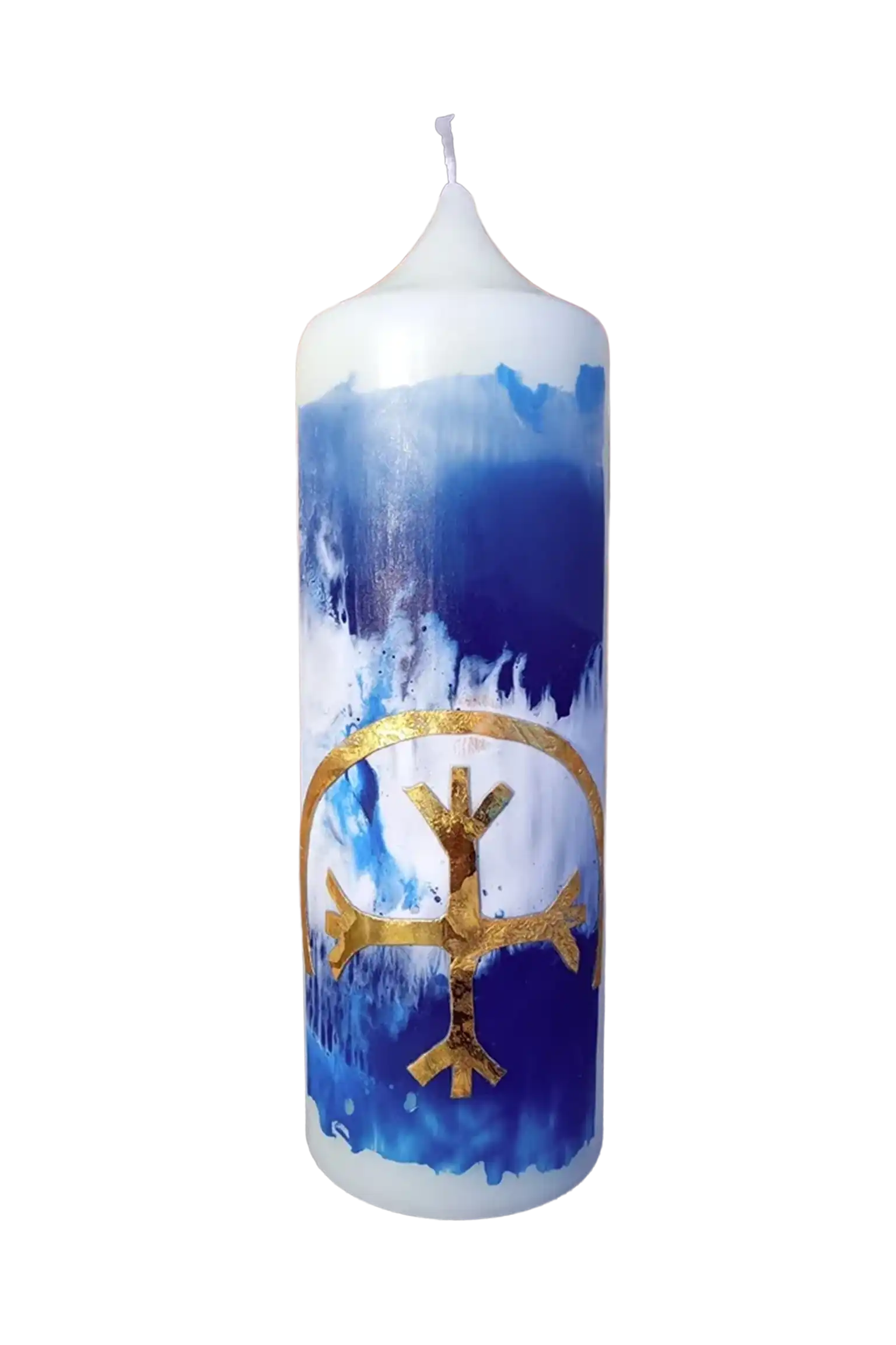 Kerze „Regenbogenkreuz“ (8×25 cm)