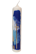 Kerze "Kreuz blau" (6x30 cm)