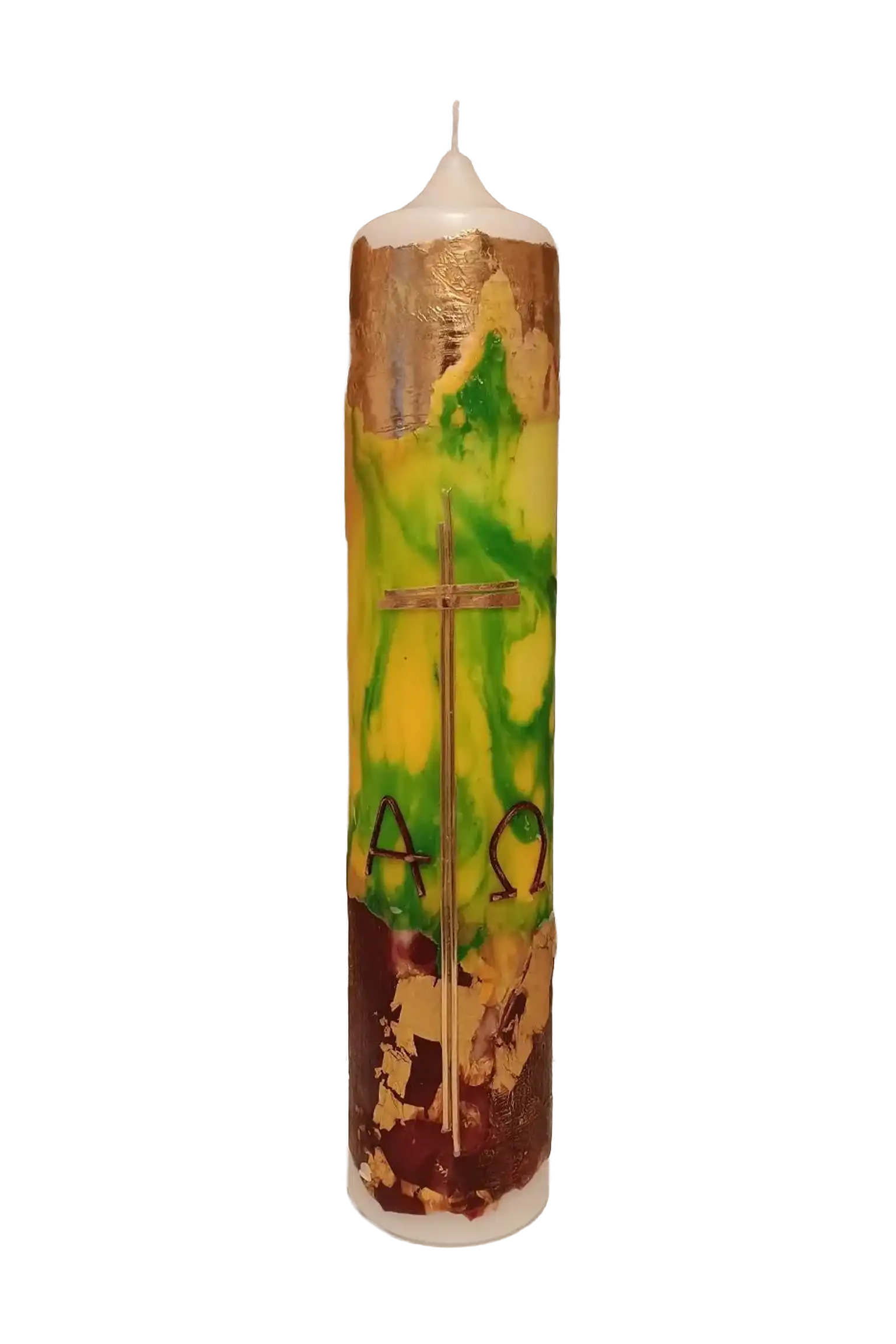 Osterkerze "Grüngold" (6×30 cm)