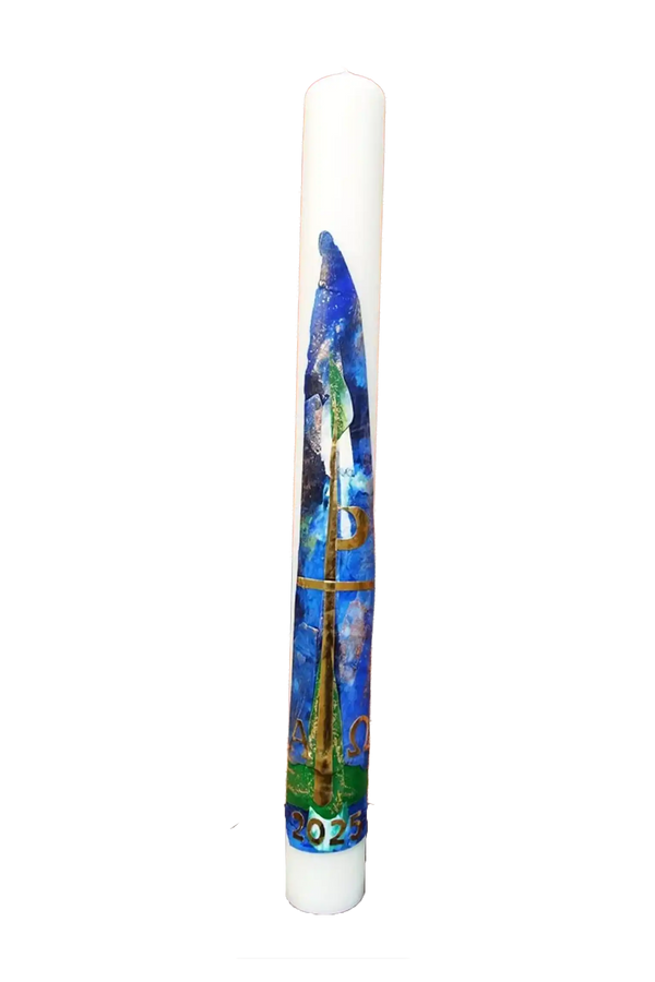 Osterkerze "Blau" (8×80 cm)