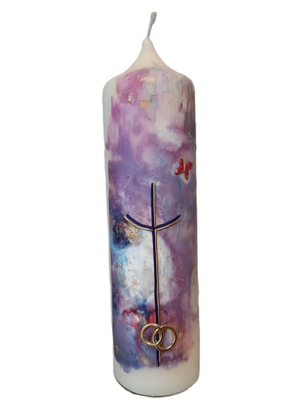 Hochzeitskerze Flieder (8x30 cm)