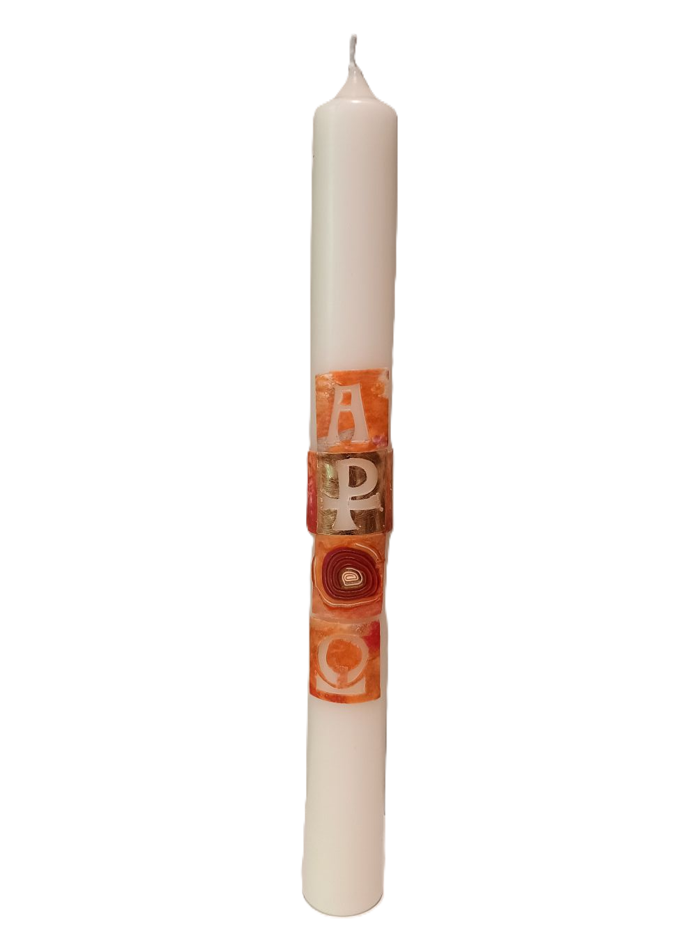 Taufkerze „Orange A+O“ (4 ×40 cm)
