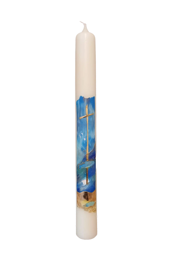 Taufkerze „Blau_A" (4 ×40 cm)