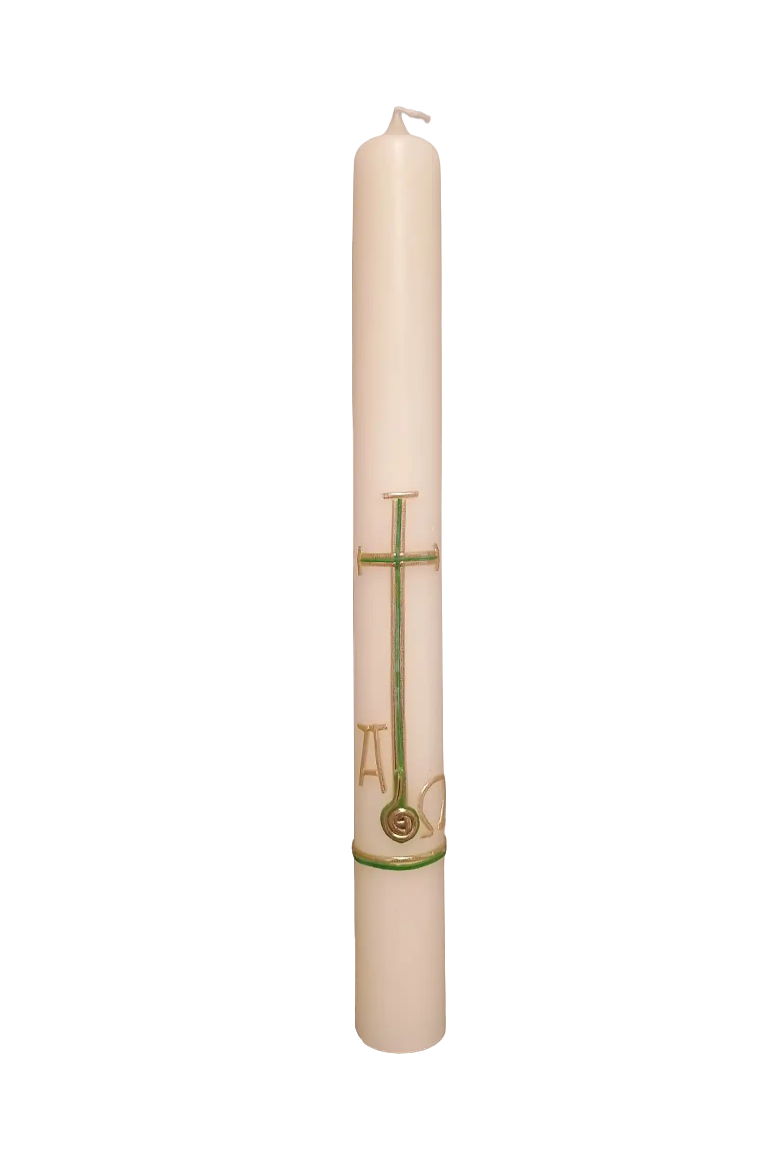 Taufkerze „Grünes Kreuz“ (4 ×40 cm)