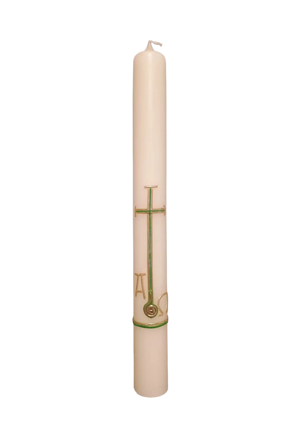Taufkerze „Grünes Kreuz“ (4 ×40 cm)