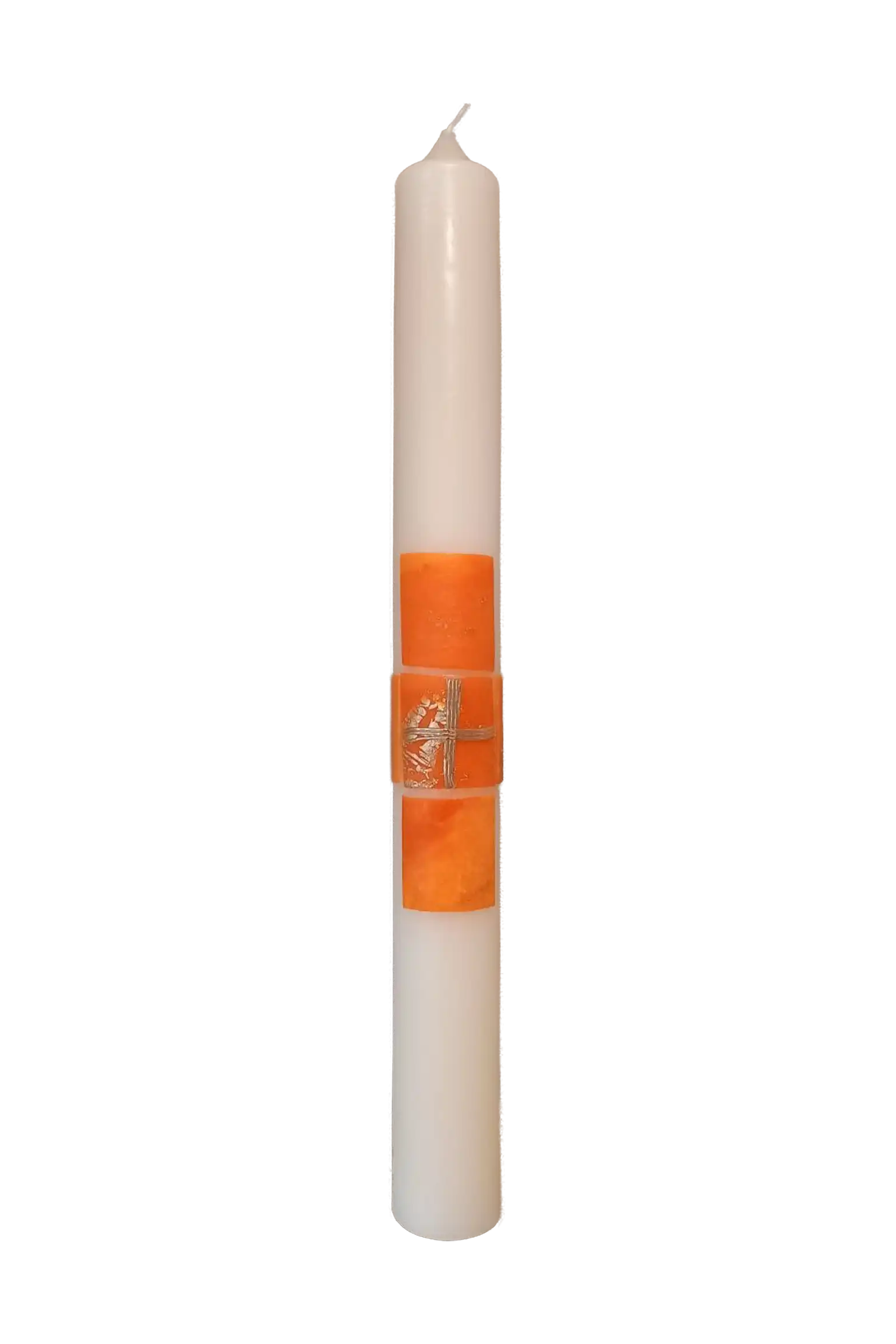 Taufkerze „Orange Kreuz“ (4 ×40 cm)