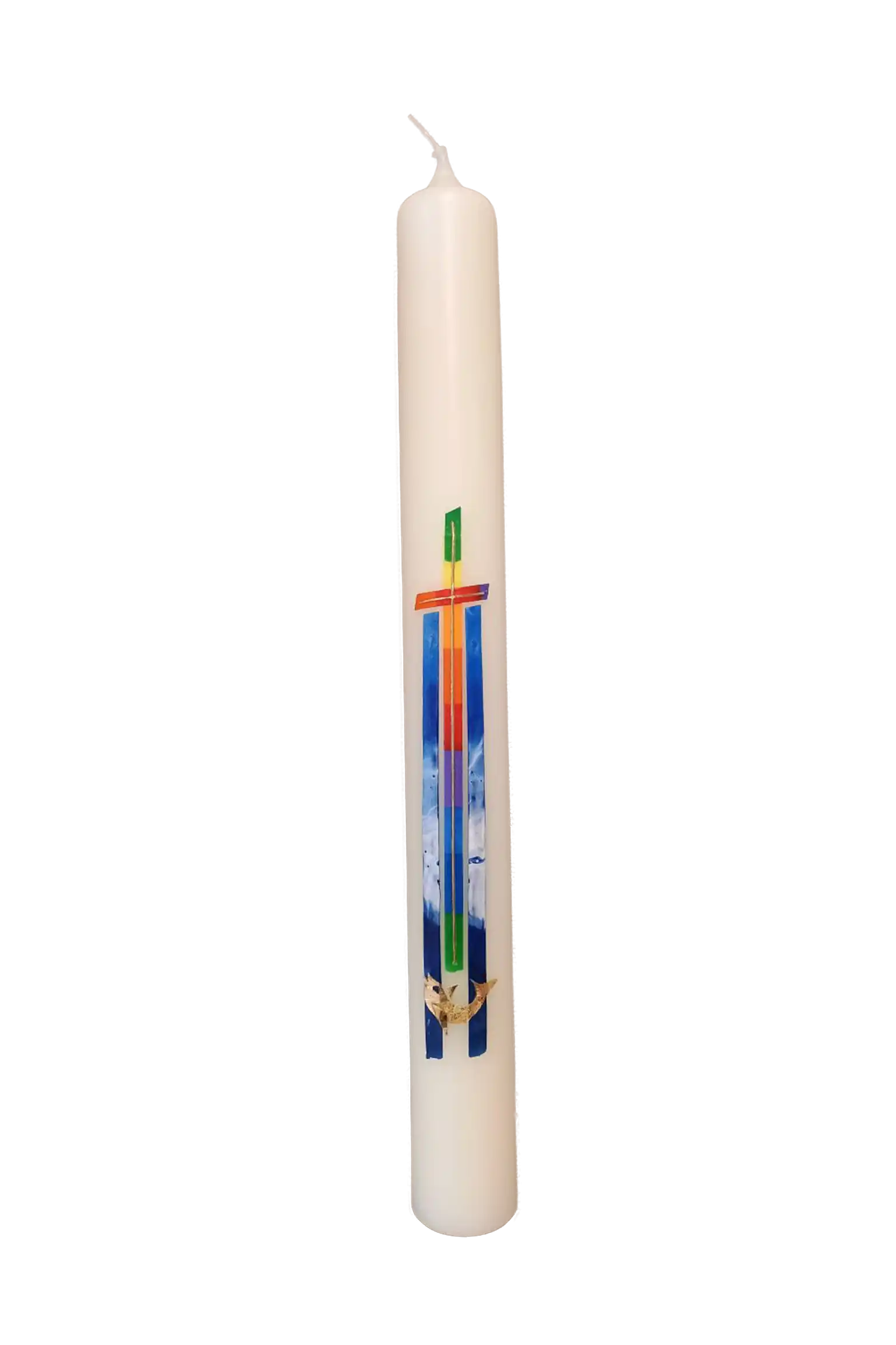 Taufkerze „Regenbogenkreuz_A“ (4 ×40 cm)