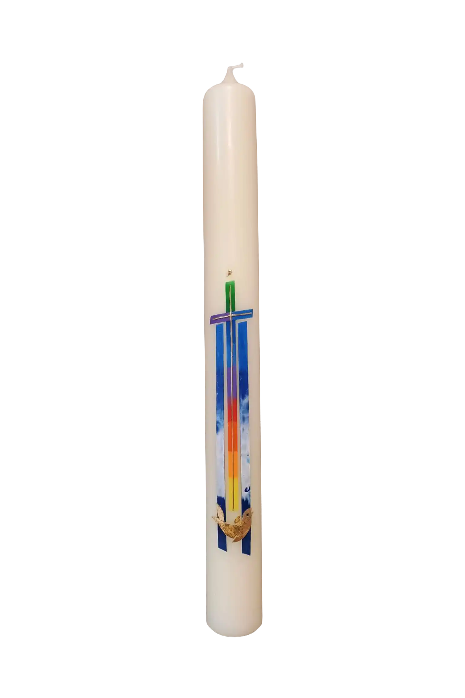 Taufkerze „Regenbogenkreuz_B“ (4 ×40 cm)