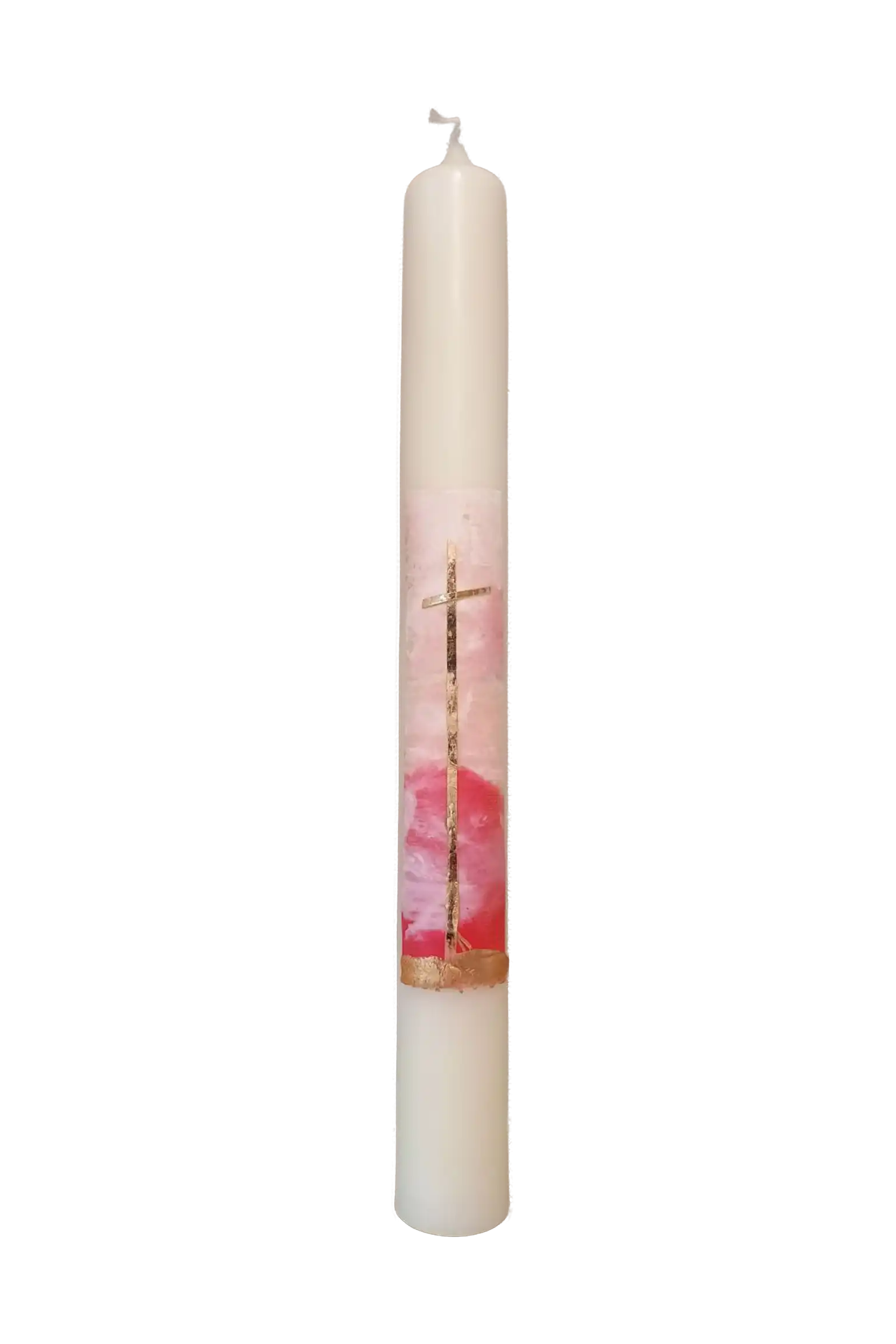 Taufkerze „Rosa Kreuz“ (4 ×40 cm)