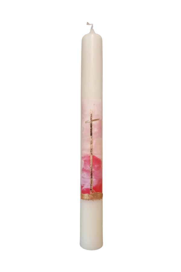 Taufkerze „Rosa Kreuz“ (4 ×40 cm)