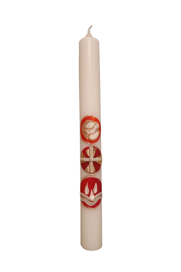 Taufkerze „Sakramente Rot“ (4 ×40 cm)