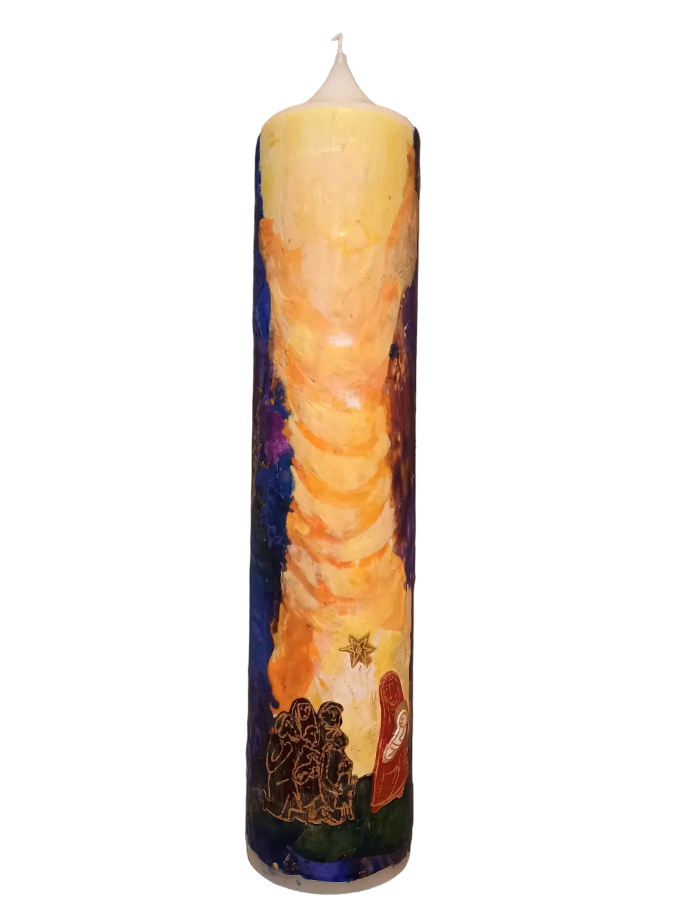 Weihnachtskerze "Anbetung der Hirten" (8x40 cm)