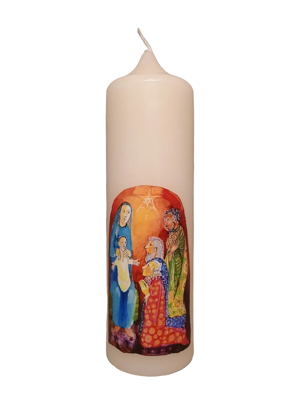 Weihnachtskerze „Anbetung der Könige“ (6×20 cm)