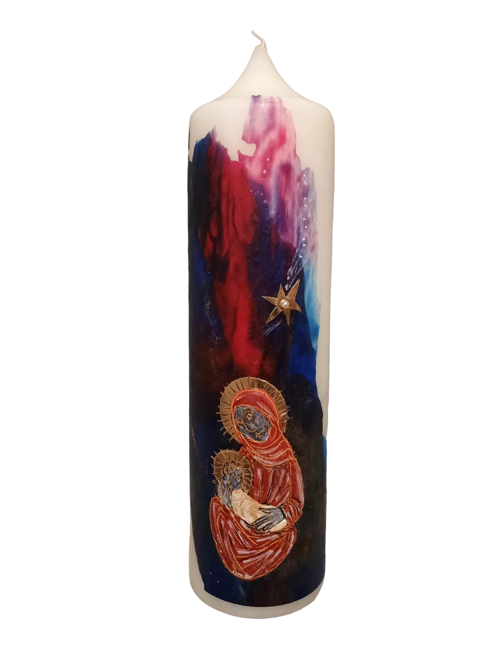 Weihnachtskerze "Mutter mit Kind" (8x30 cm)