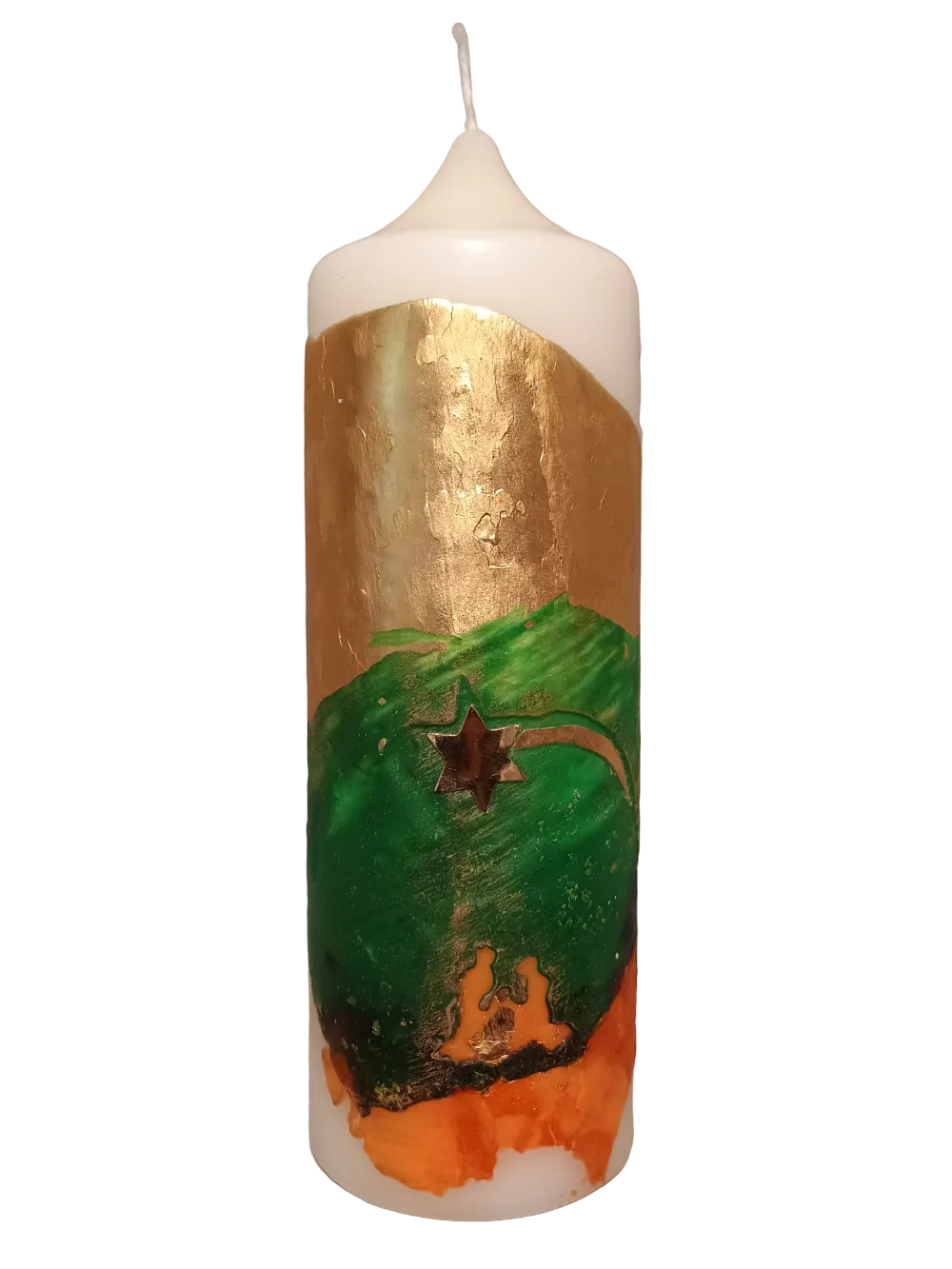 Weihnachtskerze "Zur Erde gekommen" (8x25 cm)